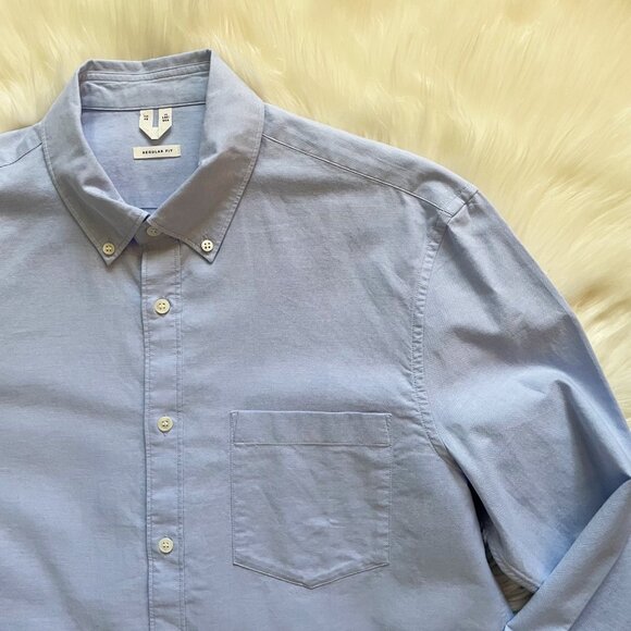 NEW Arket Light Blue Regular Fit Cotton Oxford Long Sleeve Button Shirt - Picture 3 of 12
